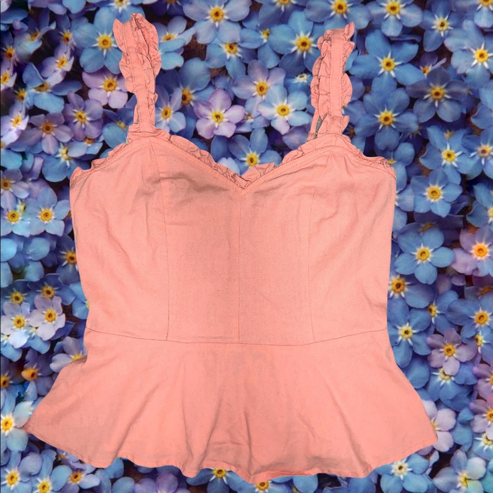 Cute Strapped Bustier Styled Top Ruffle Lining